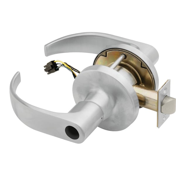 Grade 1 Storeroom Electric Cylindrical Lock, Fail Secure, Less Cylinder, Quantum Lever, 3-1/2-in Ros